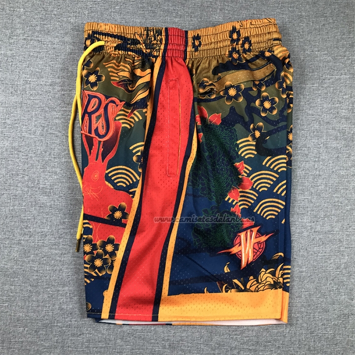 Pantalone Golden State Warriors Lunar New Year Mitchell & Ness Just Don Naranja